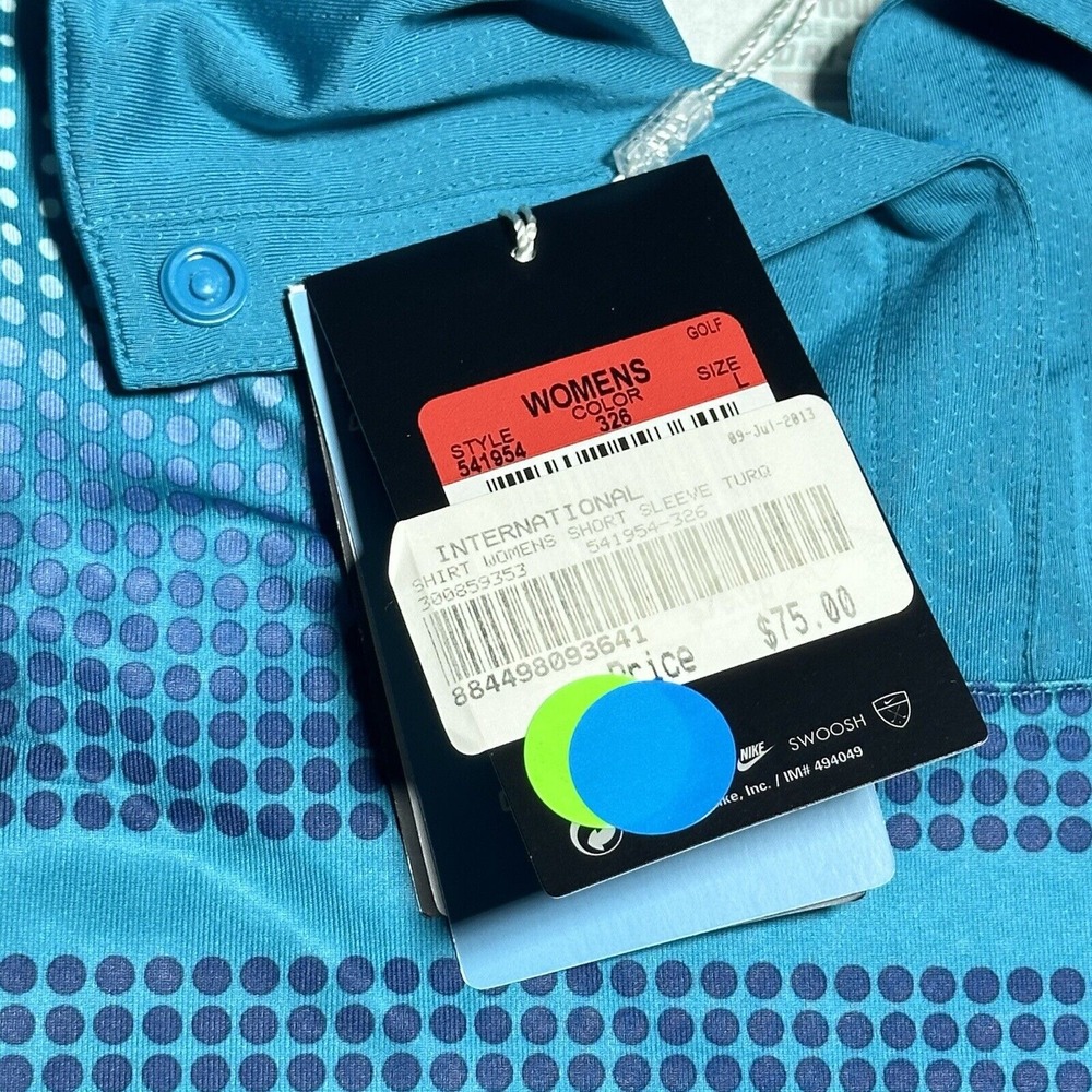 NEW Nike Tour Golf Performance Dot Geometric Print Polo Shirt Womens Large NWT‎ - Picture 6 of 16